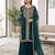 Teal silk blend embroidered palazzo set