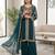 Teal silk blend embroidered palazzo set