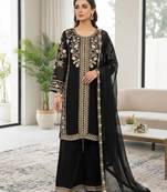 Black silk blend embroidered palazzo set