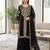 Black silk blend embroidered palazzo set