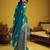 Teal pure satin handloom weaving silk blend festival wear saree