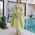 Green chanderi embroidered kurta set