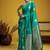 Turquoise pure satin handloom weaving silk blend festival wear saree