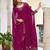 Magenta faux georgette embroidered flared gown set