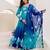 Blue organza embroidered flared gown set