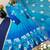 Blue organza embroidered flared gown set