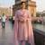 Pink silk blend embroidered kurta set