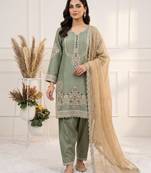 Green silk blend embroidered farshi salwar set