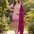 Pink silk blend embroidered kurta set