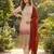 Pink silk blend embroidered kurta set