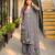 Grey silk blend embroidered palazzo set