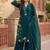 Teal silk blend embroidered palazzo set