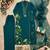 Teal silk blend embroidered palazzo set