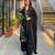 Black silk blend embroidered palazzo set