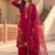 Magenta silk blend embroidered palazzo set