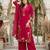 Magenta silk blend embroidered palazzo set