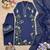 Navy blue silk blend embroidered palazzo set