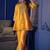 Yellow silk blend embroidered palazzo set