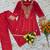 Red silk blend embroidered palazzo set