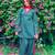 Teal crepe printed farshi salwar set