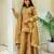 Gold silk blend embroidered palazzo set