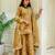 Gold silk blend embroidered palazzo set