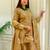 Gold silk blend embroidered palazzo set