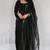Black silk blend embroidered farshi salwar set