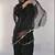 Black silk blend embroidered farshi salwar set
