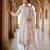 White silk blend embroidered kurta set