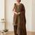 Brown silk blend embroidered farshi salwar set