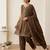 Brown silk blend embroidered farshi salwar set