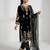 Black silk blend embroidered kurta set