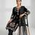 Black silk blend embroidered kurta set