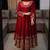Maroon faux georgette embroidered flared gown set