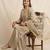 Gold silk blend embroidered palazzo set