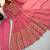 Pink silk blend embroidered flared gown set