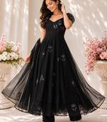 Black georgette printed anarkali set