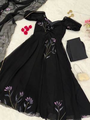 Black georgette printed anarkali set 2