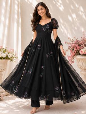 Black georgette printed anarkali set 3