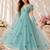 Turquoise georgette printed anarkali set