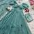 Turquoise georgette printed anarkali set