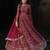 Red faux georgette embroidered flared gown set
