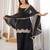Black silk blend embroidered sharara set