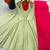 Green silk blend embroidered flared gown set