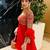 Red georgette embroidered sharara set