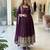 Purple silk blend embroidered flared gown set