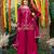 Magenta silk blend embroidered sharara set