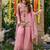 Peach silk blend embroidered sharara set