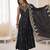 Black silk blend embroidered anarkali set